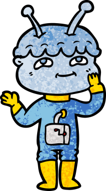 Bir insan tarafından çizilmiş karikatür uzay adamı.