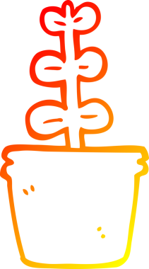 Bir insan tarafından çizilmiş karikatür ev bitkisinin sıcak çizgi çizimi