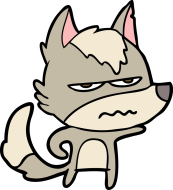 Bir insan tarafından çizilmiş rahatsız kurt çizgi filmi.