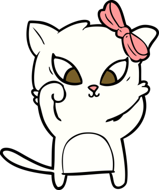 Bir insan tarafından çizilmiş çizgi film kedisi.