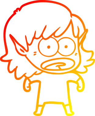 Bir çizgi film karakteri çizimi bir insan tarafından çizilmiş elf kızı şok etti.