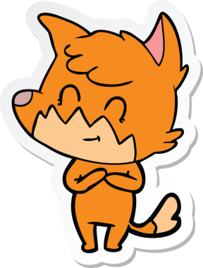 Bir insan tarafından çizilmiş bir çizgi film tilkisinin çıkartması.