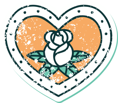 Bir insan tarafından çizilmiş kalp ve çiçeklerin sembolik depresif dövme şekli