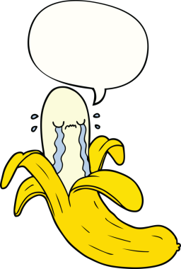 Bir insan tarafından çizilmiş, ağlayan muzlu çizgi film.