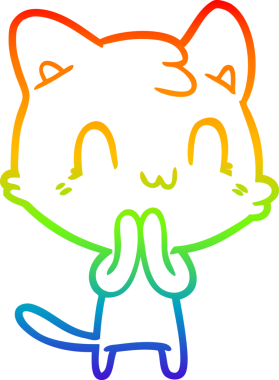 gökkuşağı gradyan çizgi çizimi Bir insan tarafından çizilmiş mutlu kedi