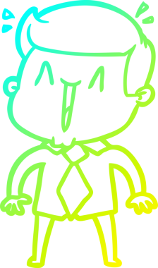 Bir insan tarafından çizilmiş mutlu bir adamın soğuk çizgi çizimi.