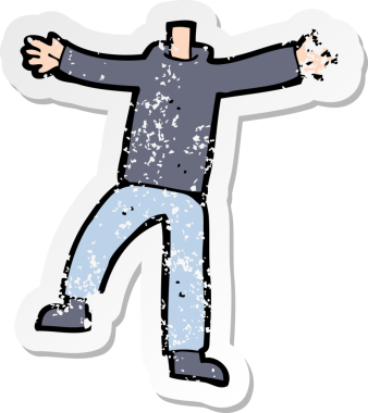 Bir insan tarafından çizilmiş erkek figürlü bir karikatürün gerilimli çıkartması.