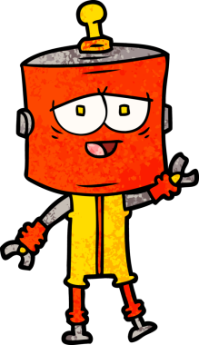 Bir insan tarafından çizilmiş çizgi film robotu