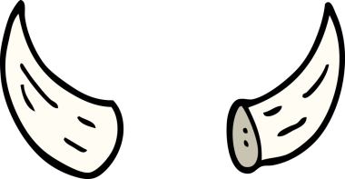 Bir insan tarafından çizilmiş karikatür boynuzları.