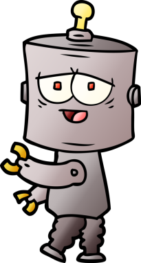 Bir insan tarafından çizilmiş çizgi film robotu