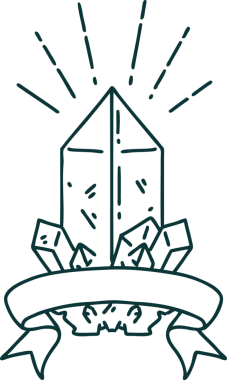 Bir insan tarafından çizilmiş dövmeli kuvars kristalli parşömen.