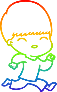 gökkuşağı gradyanı çizimi bir insan tarafından çizilmiş mutlu bir çizgi film çocuğu