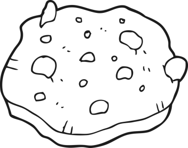 Bir insan tarafından çizilmiş siyah beyaz çikolata parçalı kurabiye.