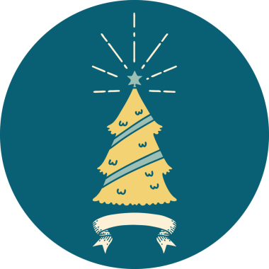 Bir insan tarafından çizilmiş bir dövme stili Noel ağacının simgesi