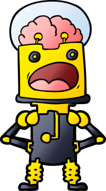 Bir insan tarafından çizilmiş çizgi film robotu