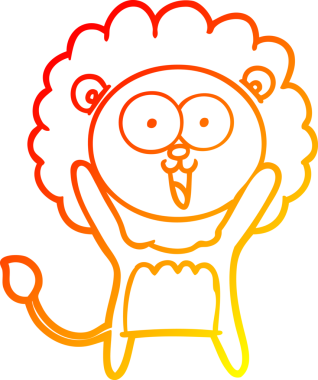 Bir insan tarafından çizilmiş mutlu çizgi film aslanının sıcak çizgi çizimi