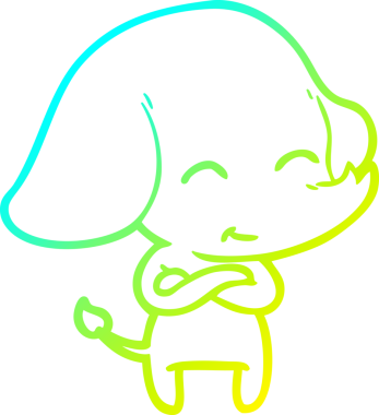 Bir insan tarafından çizilmiş şirin bir filin soğuk gradyan çizgisi