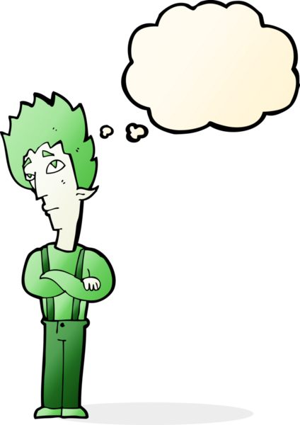 Bir insan tarafından çizilmiş düşünce baloncuğu olan bir vampir.