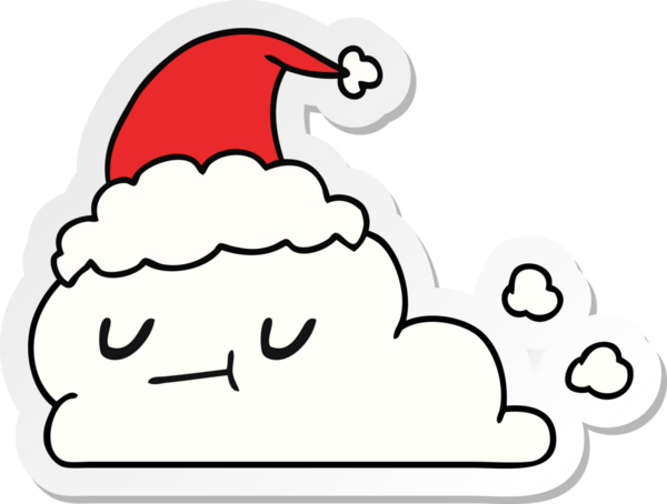 Bir insan tarafından çizilmiş Kawaii Bulutu 'nun Noel çıkartması.