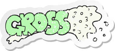 Bir insan tarafından çizilmiş iğrenç bir karikatürün gerilimli retro yapıştırması.