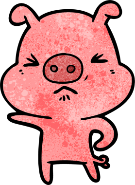 Bir insan tarafından çizilmiş kızgın domuz çizgi filmi.