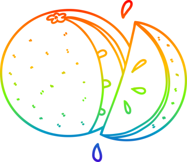 gökkuşağı gradyan çizgi çizimi bir insan tarafından çizilmiş portakal dilimi