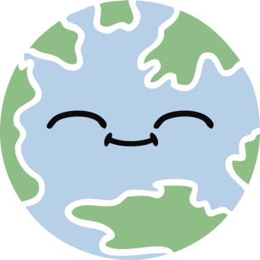 Bir insan tarafından çizilmiş düz renkli bir yeryüzü çizgi filmi.