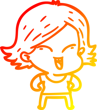 Bir insan tarafından çizilmiş mutlu bir çizgi film kızı çizimi