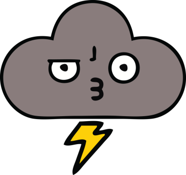 Bir insan tarafından çizilmiş fırtına bulutunun sevimli karikatürü.