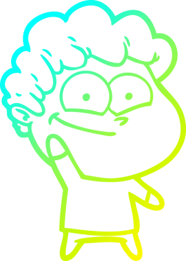 Bir insan tarafından çizilmiş mutlu bir adamın soğuk çizgi çizimi.