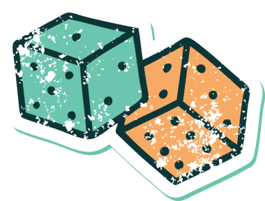 Bir insan tarafından çizilmiş şanslı zarların sembolik desenli dövme stili