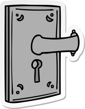 Bir insan tarafından çizilmiş bir kapı kolunun el çizimi karikatürü.