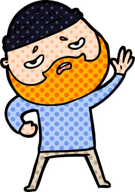 Bir insan tarafından çizilmiş sakallı endişeli bir adam.