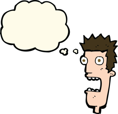 Bir insan tarafından çizilen düşünce baloncuğuyla adamın yüzü şok oldu.