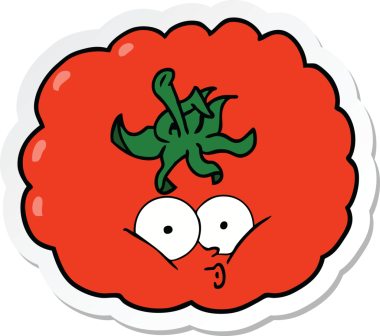 Bir insan tarafından çizilmiş bir domates etiketi.