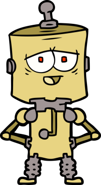 Bir insan tarafından çizilmiş çizgi film robotu