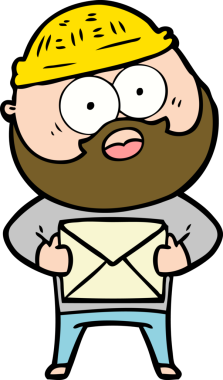 Karikatür, sakallı adamın elinde bir insan tarafından çizilmiş bir mektup tutmasına şaşırdı.