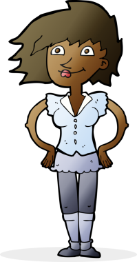 Bir insan tarafından çizilmiş kalçaları olan çizgi film kadını.