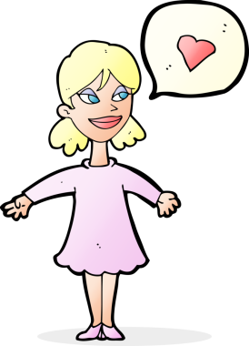 Bir insan tarafından çizilmiş aşık bir karikatür kadını.