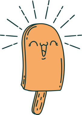 Bir insan tarafından çizilmiş geleneksel dövme stili bir buz lolipopunun çizimi