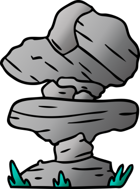 Bir insan tarafından çizilmiş gri kaya parçasının gradyan karikatürü.