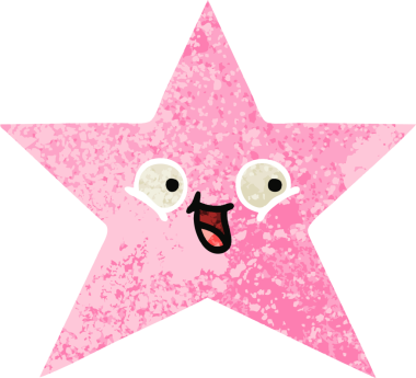 Bir insan tarafından çizilmiş yıldız balığının retro çizim tarzı karikatürü