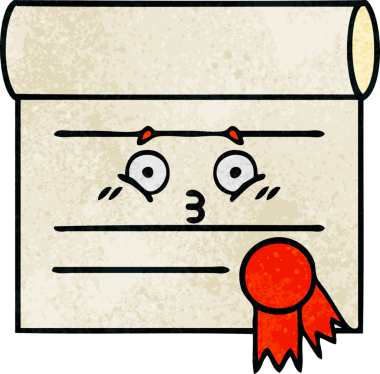 Bir insan tarafından çizilmiş sertifikanın grunge desen karikatürü