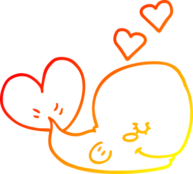 Bir insan tarafından çizilmiş çizgi film balinasının sıcak çizgi çizimi.