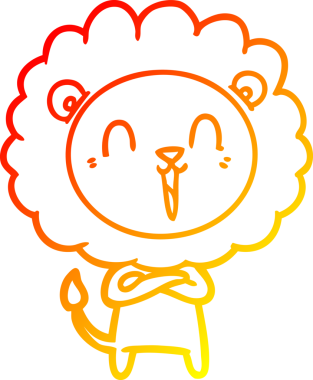 Bir insan tarafından çizilmiş gülen aslan karikatürü.