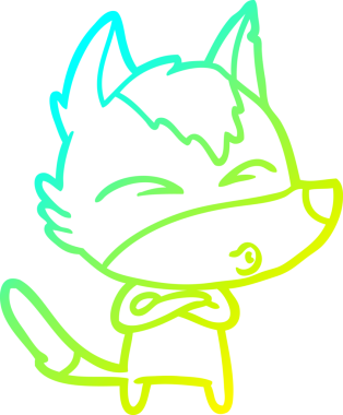 Bir insan tarafından çizilmiş bir kurt çizgi filminin soğuk gradyan çizimi