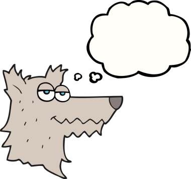 Bir insan tarafından çizilmiş serbest çizim baloncuk kurt kafası.