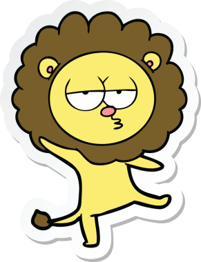 Bir insan tarafından çizilmiş dans eden aslanın çıkartması.