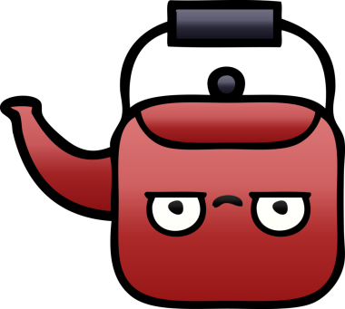 Bir insan tarafından çizilmiş gölgeli bir çaydanlık karikatürü