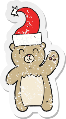 Bir insan tarafından çizilen oyuncak ayının gerilimli çıkartması.